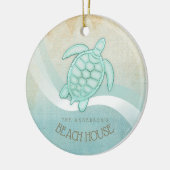 Beach House Nautical Turtle Aqua Blue ID623 Keramik Ornament (Links)