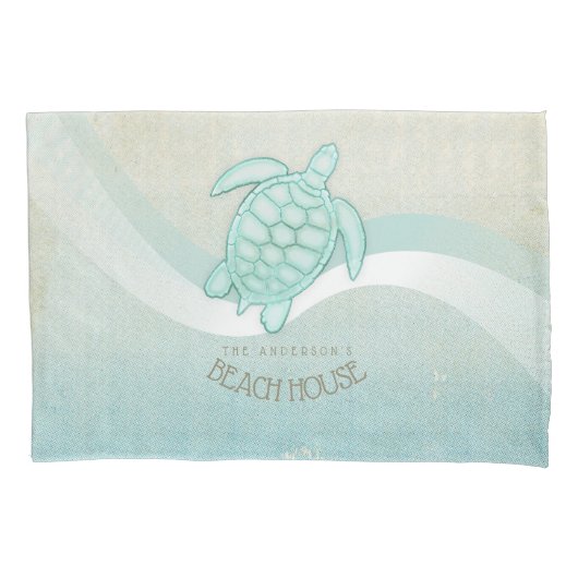 Beach House Nautical Turtle Aqua Blue ID623 Kissenbezug (Vorderseite)