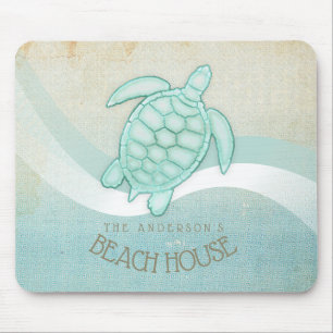 Beach House Nautical Turtle Aqua Blue ID623 Mousepad