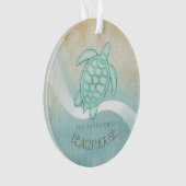 Beach House Nautical Turtle Aqua Blue ID623 Ornament (Vorderseite)