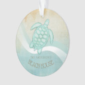 Beach House Nautical Turtle Aqua Blue ID623 Ornament (Vorderseite)