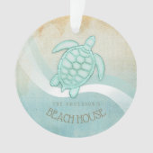 Beach House Nautical Turtle Aqua Blue ID623 Ornament (Vorderseite)