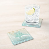 Beach House Nautical Turtle Aqua Blue ID623 Rechteckiger Pappuntersetzer (Vor Ort)