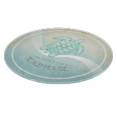 Beach House Nautical Turtle Aqua Blue ID623 Schneidebrett (Ecke)