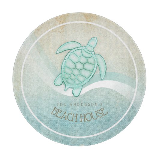 Beach House Nautical Turtle Aqua Blue ID623 Schneidebrett (Vorderseite)