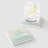 Beach House Nautical Turtle Aqua Blue ID623 Steinuntersetzer (Seitenansicht)