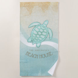 Beach House Nautical Turtle Aqua Blue ID623 Strandtuch