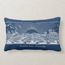 Beach House Navy Blue White Coastal Lendenkissen