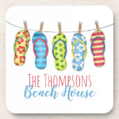 Beach House Niedliche Flip Flops Custom Getränkeuntersetzer (Vorderseite)