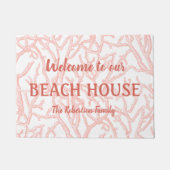 Beach House Ocean Coral Branches Coastal Fußmatte (Vorderseite)