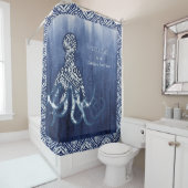 Beach House Octopus Shibori Ombre Muster Indigo Duschvorhang (Beispiel)