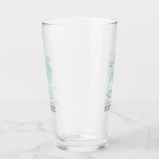 Beach House Palm Trees Aqua Blue ID623 Glas (Rechts)