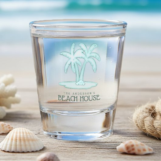 Beach House Palm Trees Aqua Blue ID623 Schnapsglas
