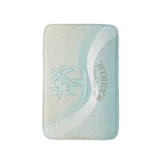 Beach House Palm Trees Aqua ID623 Badematte (Vorderseite Vertikal)