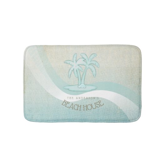 Beach House Palm Trees Aqua ID623 Badematte (Vorderseite)