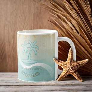 Beach House Palm Trees Aqua ID623 Kaffeetasse