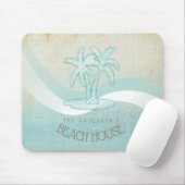 Beach House Palm Trees Aqua ID623 Mousepad (Mit Mouse)