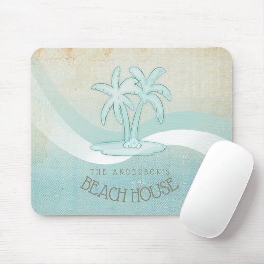 Beach House Palm Trees Aqua ID623 Mousepad (Mit Mouse)