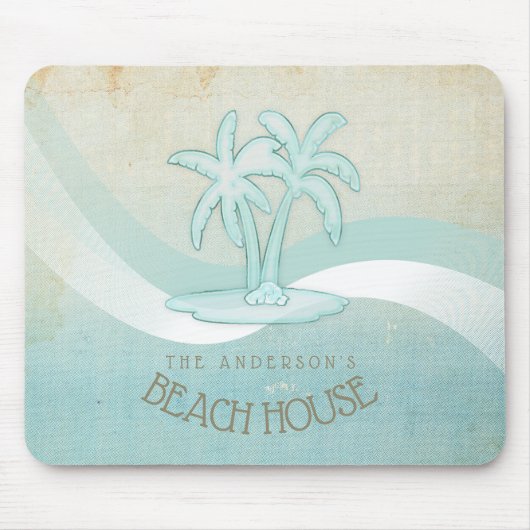 Beach House Palm Trees Aqua ID623 Mousepad (Vorne)