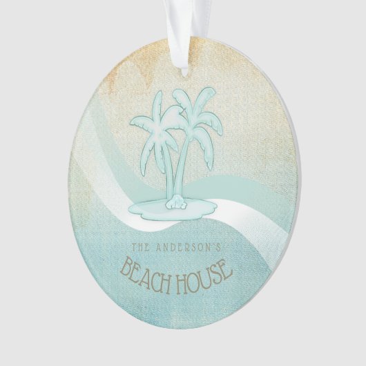 Beach House Palm Trees Aqua ID623 Ornament (Vorderseite)