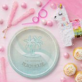 Beach House Palm Trees Aqua ID623 Pappteller (Party)
