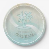 Beach House Palm Trees Aqua ID623 Pappteller (Vorderseite)