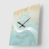 Beach House Palm Trees Aqua ID623 Quadratische Wanduhr (Winkel)
