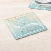 Beach House Palm Trees Aqua ID623 Rechteckiger Pappuntersetzer (angewinkelt)