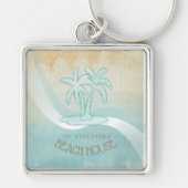 Beach House Palm Trees Aqua ID623 Schlüsselanhänger (Vorne)