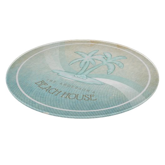 Beach House Palm Trees Aqua ID623 Schneidebrett (Ecke)