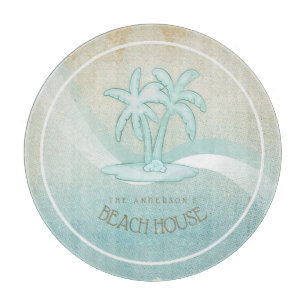 Beach House Palm Trees Aqua ID623 Schneidebrett