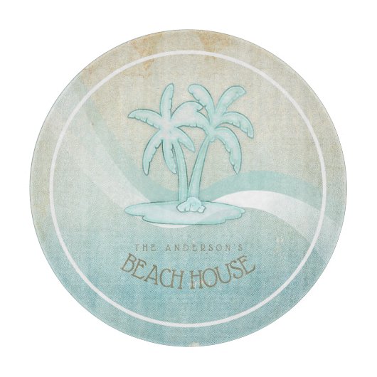 Beach House Palm Trees Aqua ID623 Schneidebrett (Vorderseite)