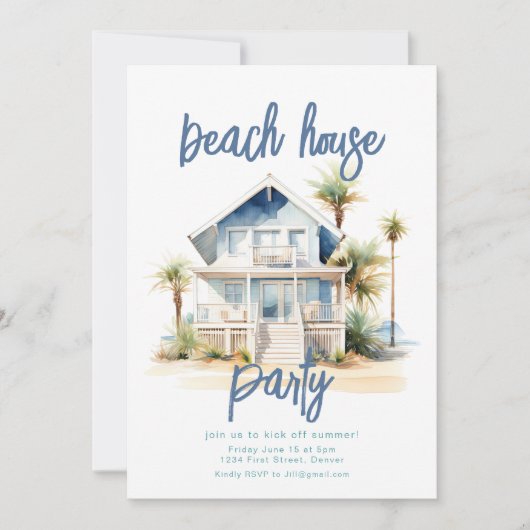 Beach House Party Einladung (Vorderseite)