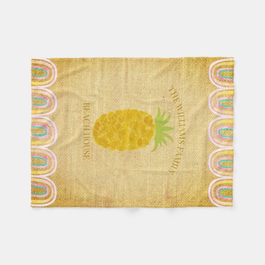 Beach House Pineapple Fleecedecke (Vorderseite (Horizontal))