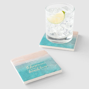 Beach House Pun Elegantes Skript benutzerdefiniert Steinuntersetzer