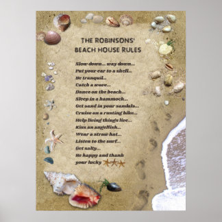 Beach House Regeln (anpassbar) Poster