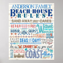 Beach House Regeln Familienregeln Hütte | Gefasste