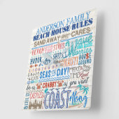 Beach House regelt Personalisierte Familienname Kü Quadratische Wanduhr (Winkel)