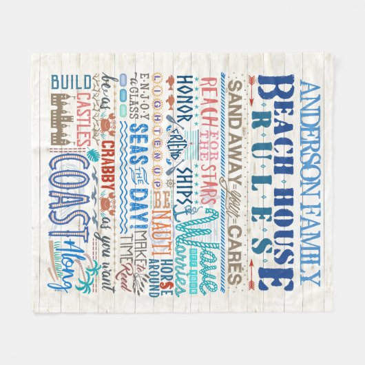 Beach House regiert die Hütte der Küstenfamilie |  Fleecedecke (Vorderseite (Horizontal))