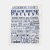 Beach House regiert Küstenblauer Personalisierter Fleecedecke (Vorderseite)