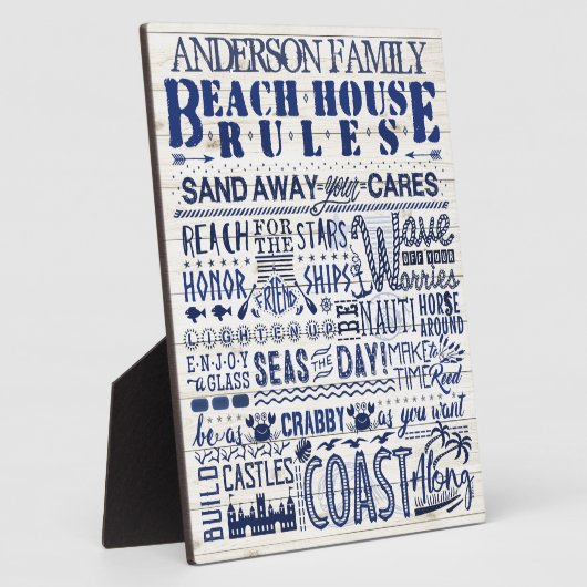 Beach House regiert Küstenblauer Personalisierter  Fotoplatte (Seite)
