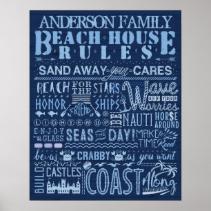 Beach House regiert Navy Blue Coastal Custom Famil Poster