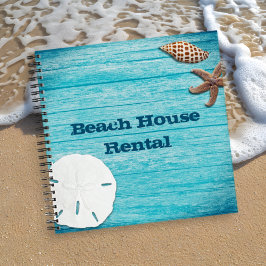 Beach House Rental Blue Wood Seashells Notizblock