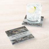 Beach House Rental Grau Brown Driftwood Empfang Glasuntersetzer (Schrägansicht)