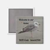 Beach House Rental Seagull Willkommen Wifi Code Magnet (Vorderseite/Rückseite)