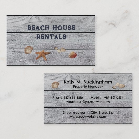 Beach House Rentals Business Card Visitenkarte (Vorne/Hinten)