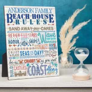 Beach House Rules Family Sign   Benutzerdefinierte Fotoplatte