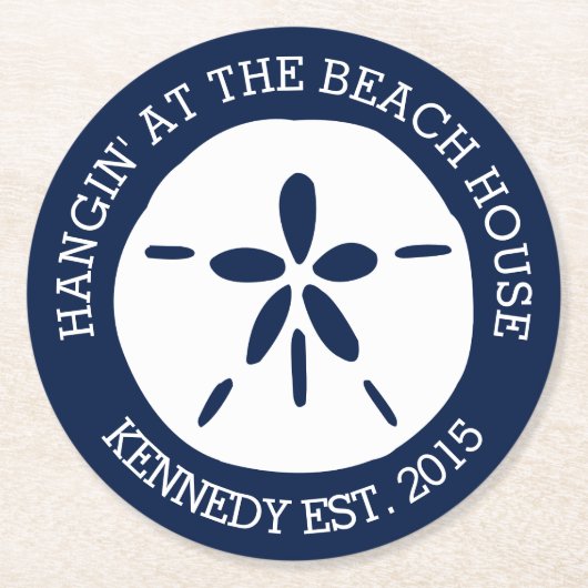 Beach House Runder Pappuntersetzer (Vorderseite)