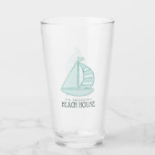 Beach House Sailboat Aqua Blue ID623 Glas (Vorderseite)