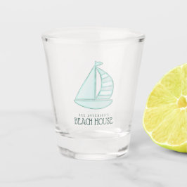 Beach House Sailboat Aqua Blue ID623 Schnapsglas